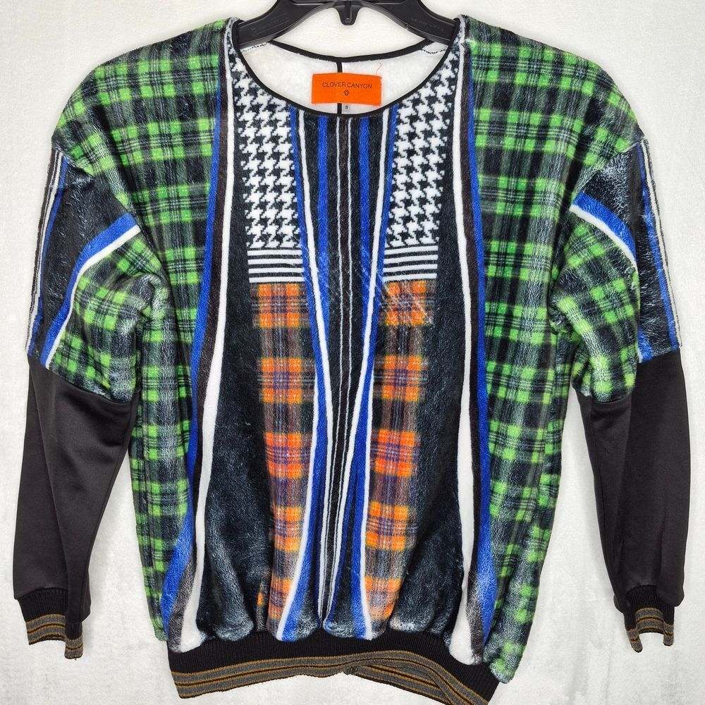 Clover Canyon Multicolor Velour Pullover Sweater‎ Size Small